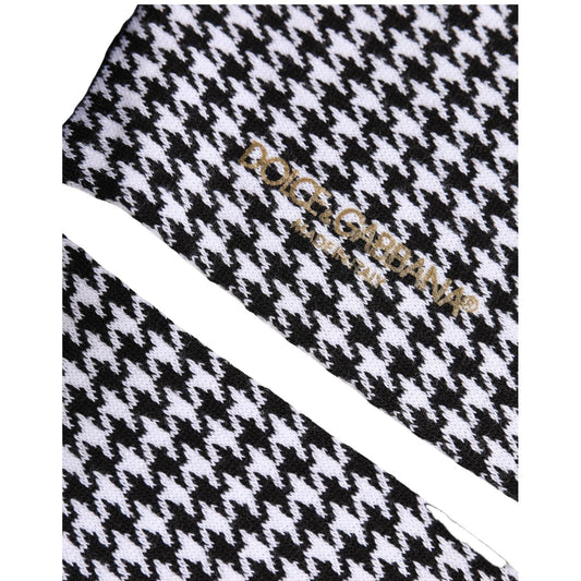 Dolce & Gabbana Black White Houndstooth Mid Calf Accessory Socks