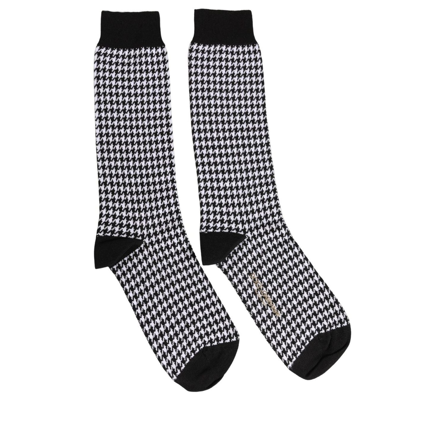 Dolce & Gabbana Black White Houndstooth Mid Calf Accessory Socks
