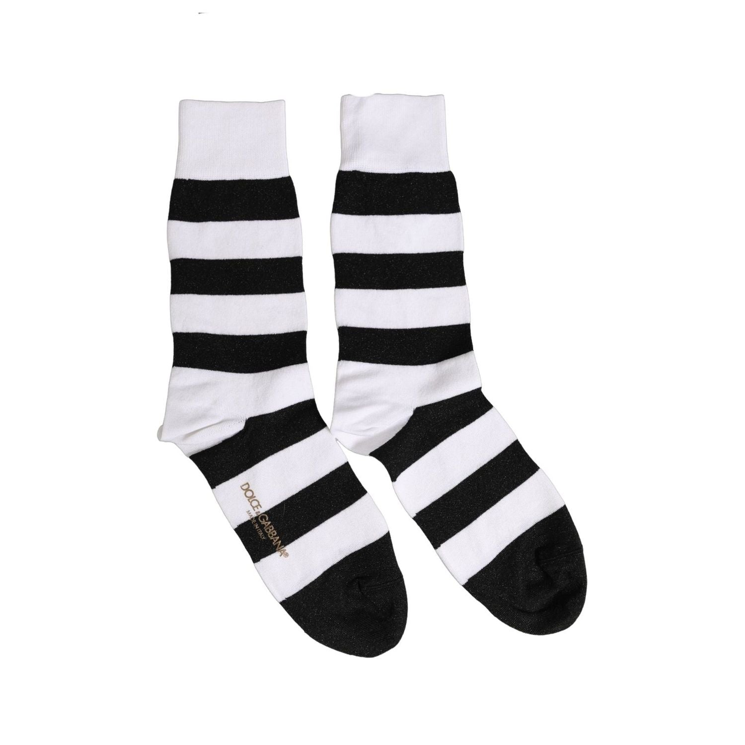 Dolce & Gabbana Black White Stripes Mid Calf Accessory Socks