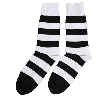 Dolce & Gabbana Black White Stripes Mid Calf Accessory Socks