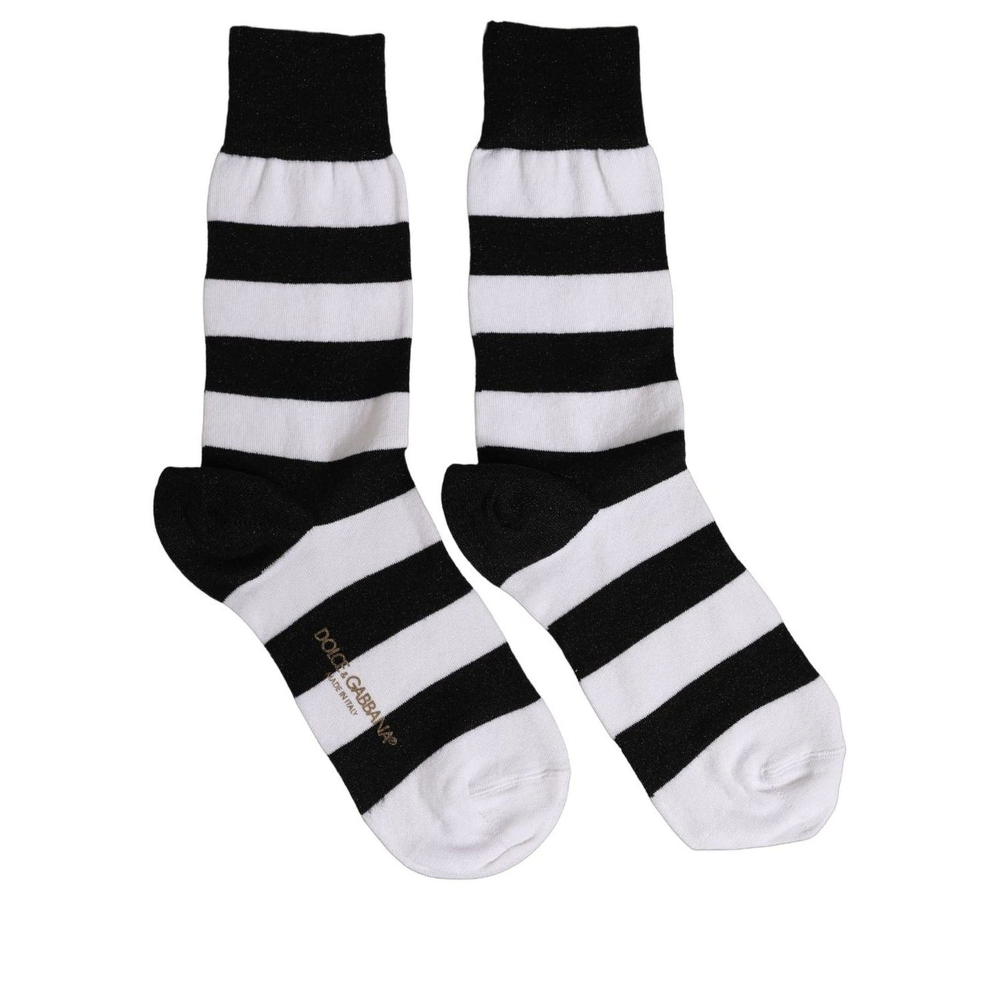 Dolce & Gabbana Black White Stripes Mid Calf Accessory Socks