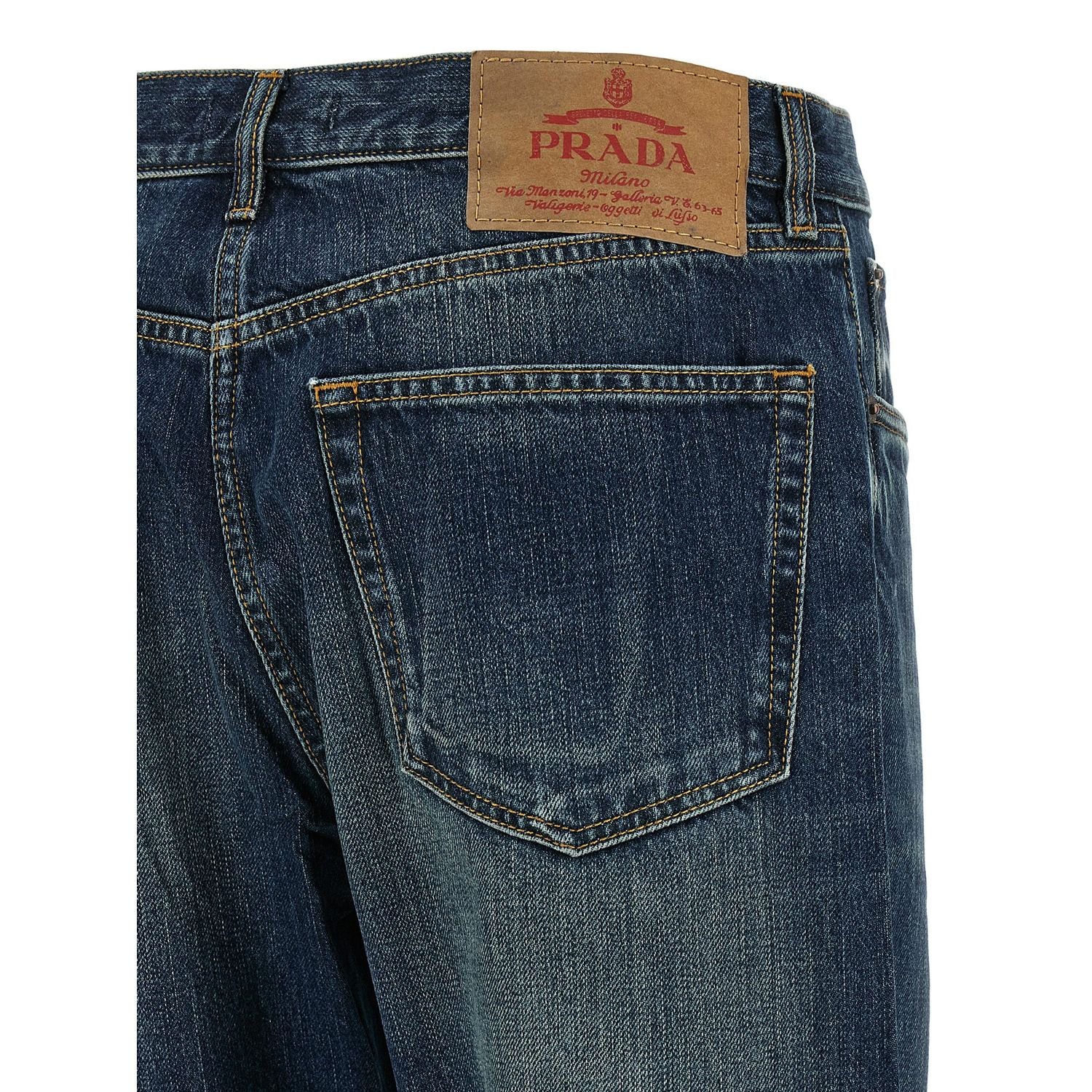 Prada Blue Cotton Straight-Leg Jeans