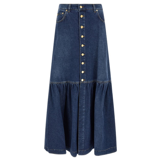 Dolce & Gabbana Blue Cotton Mini Skirt