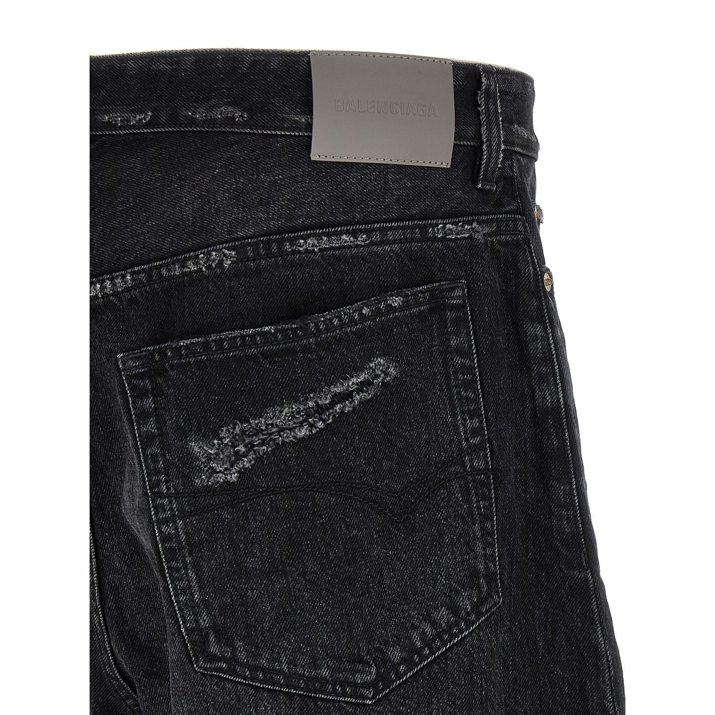 Balenciaga Black Cotton Cropped Jeans