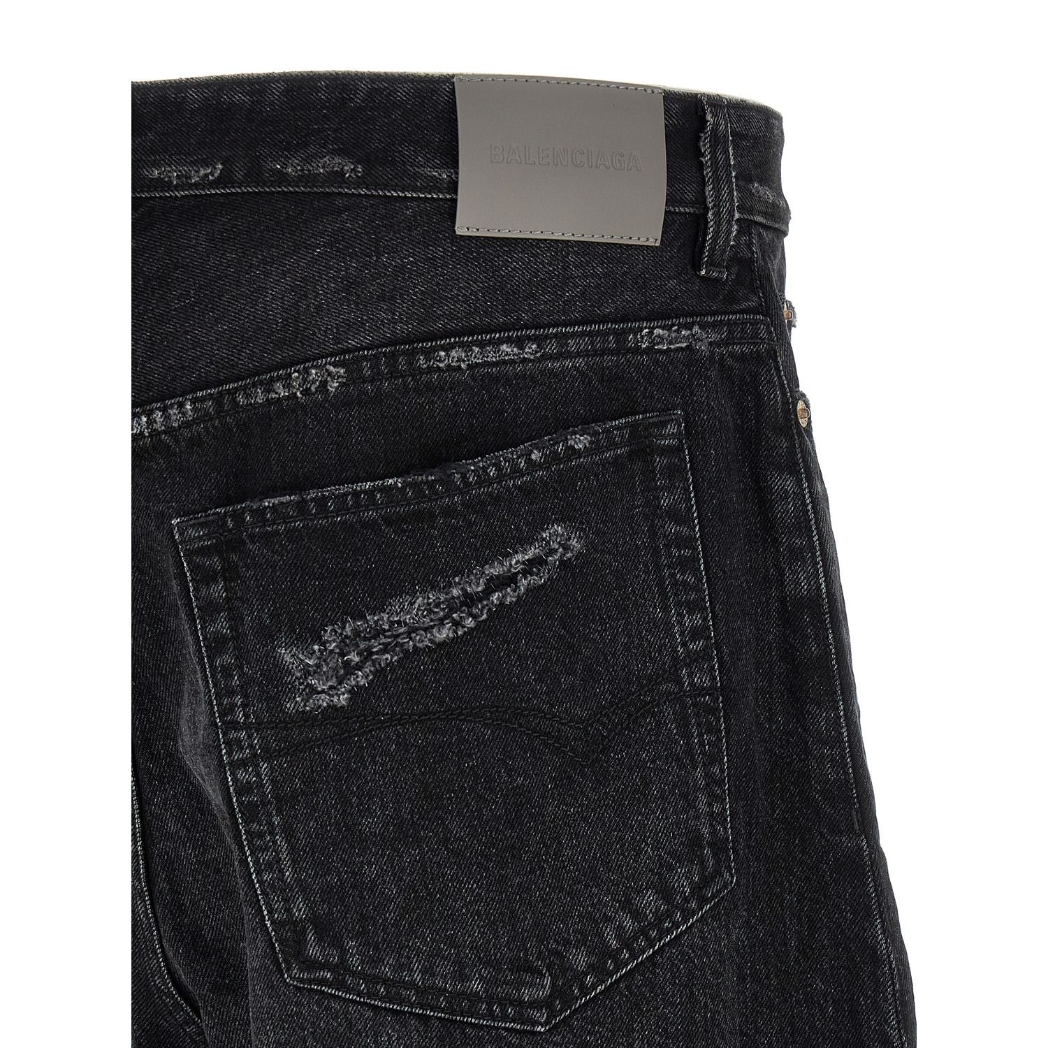 Balenciaga Black Cotton Cropped Jeans