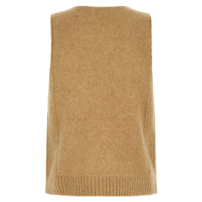Dries Van Noten Beige Wool Sleeveles Sweater