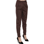 Just Cavalli Brown High Waist Tapered Formal Trousers Pants PAN70332-40