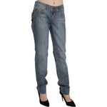 Just Cavalli Blue Washed Cotton Low Waist Slim Fit Denim Pants PAN70354-31