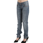 Just Cavalli Blue Washed Cotton Low Waist Slim Fit Denim Pants PAN70354-31