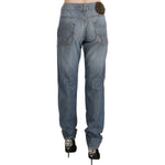 Just Cavalli Blue Washed Cotton Low Waist Slim Fit Denim Pants PAN70354-31