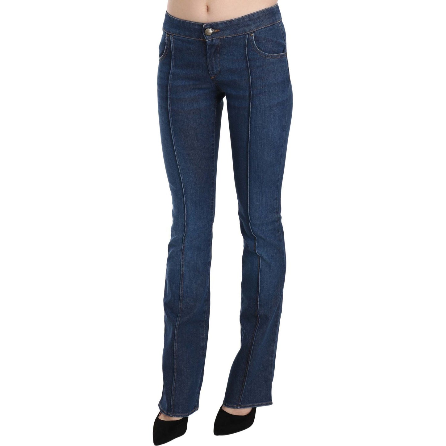 Just Cavalli Blue Low Waist Boot Cut Denim Pants Jeans PAN70363-46