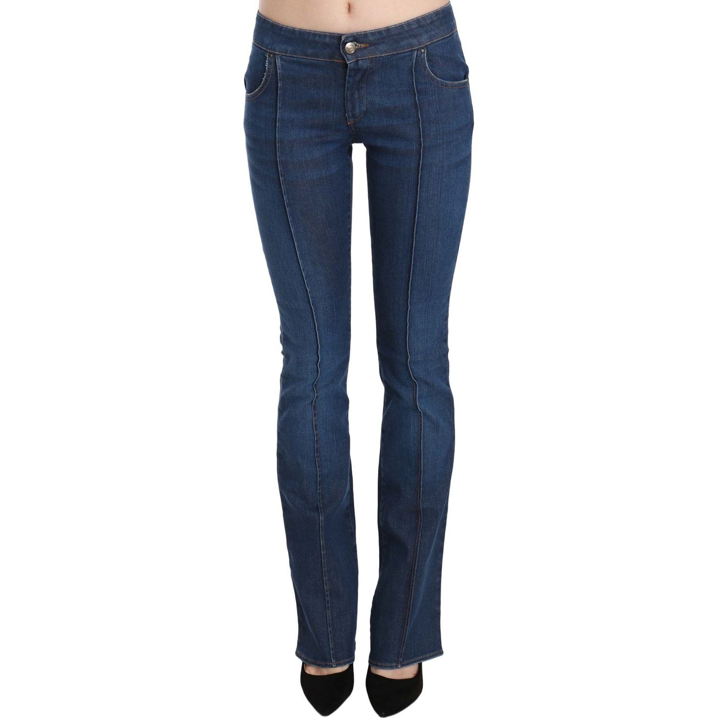 Just Cavalli Blue Low Waist Boot Cut Denim Pants Jeans PAN70363-46