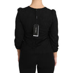 Dolce & Gabbana Black Floral Lace Zipper Top Blouse
