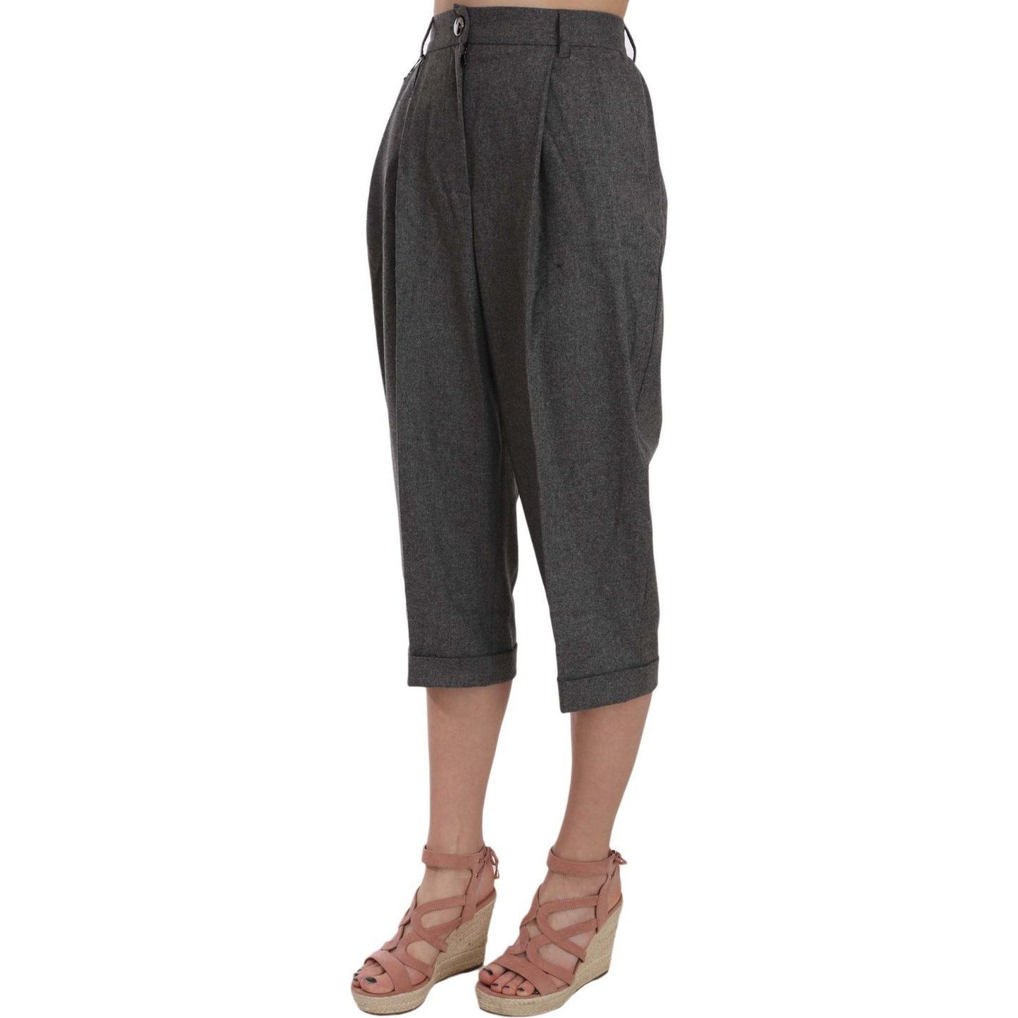 Dolce & Gabbana Wool Cropped Trouser Pleated Pant