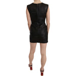 John Richmond Black Leather Studded Mini Shift Dress