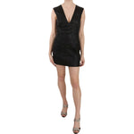 John Richmond Black Leather Studded Mini Shift Dress