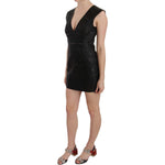 John Richmond Black Leather Studded Mini Shift Dress