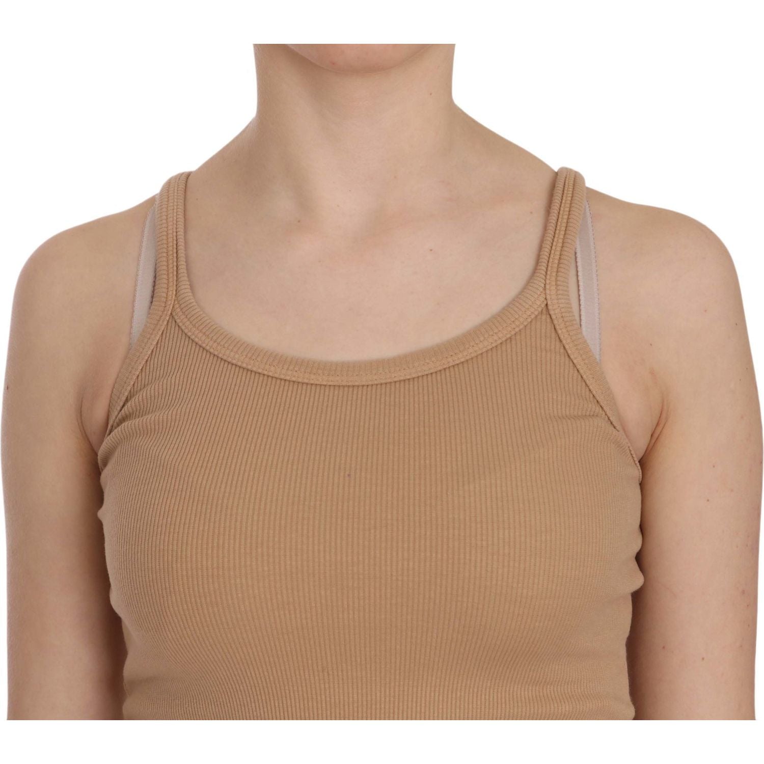 米色棉质细肩带背心