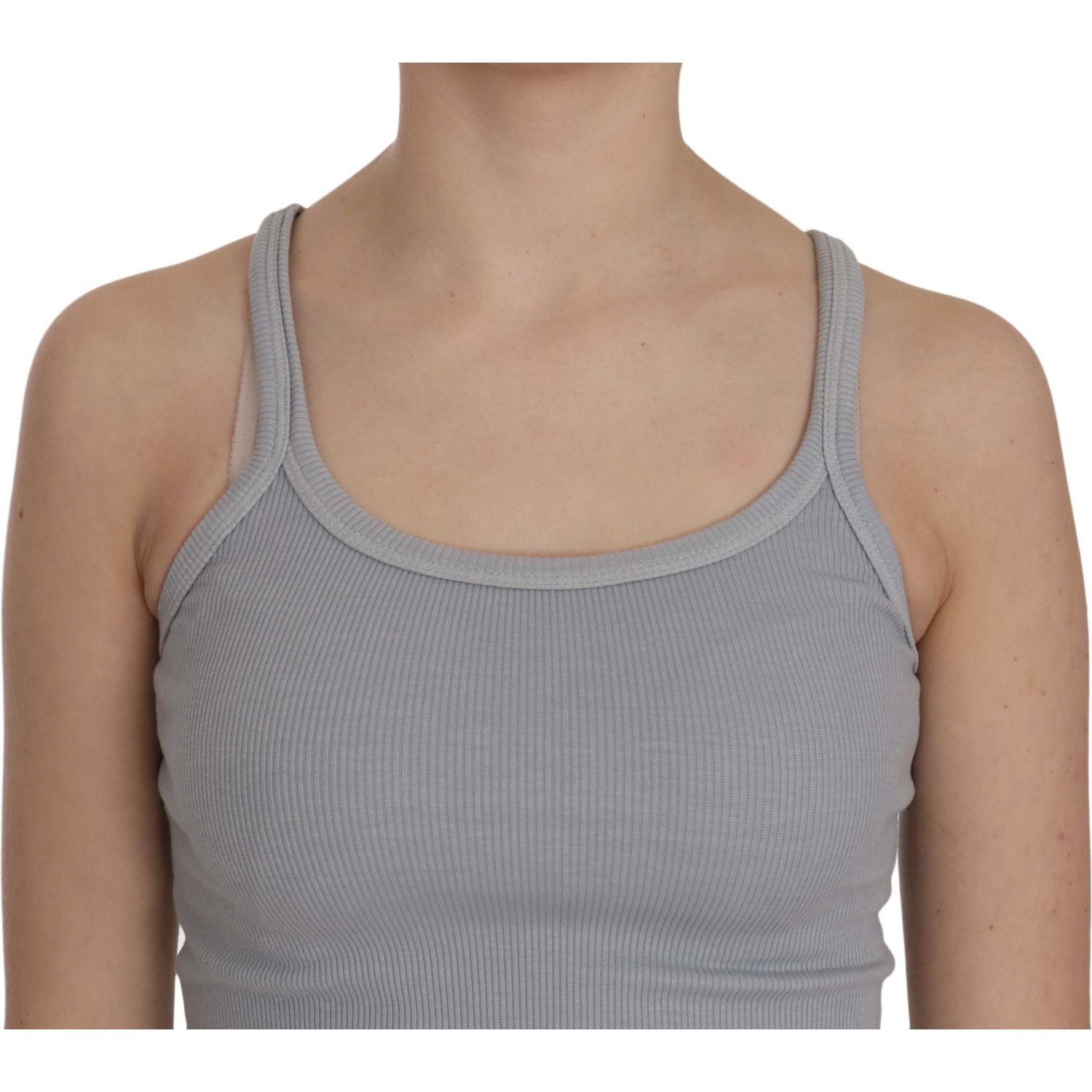 优雅无袖浅灰色棉质衬衫