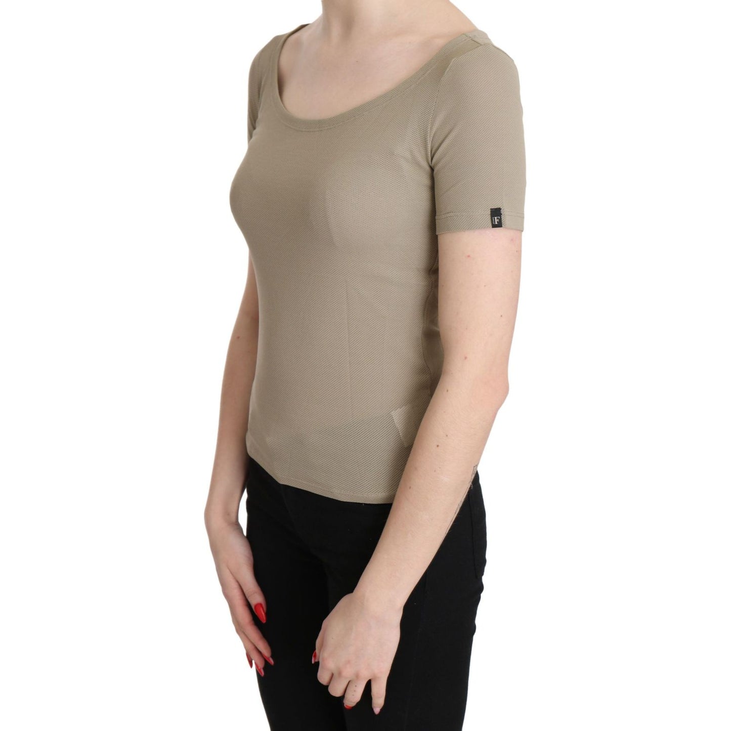 GF Ferre Gray 100% Nylon Short Sleeve Casual Tank Top Blouse