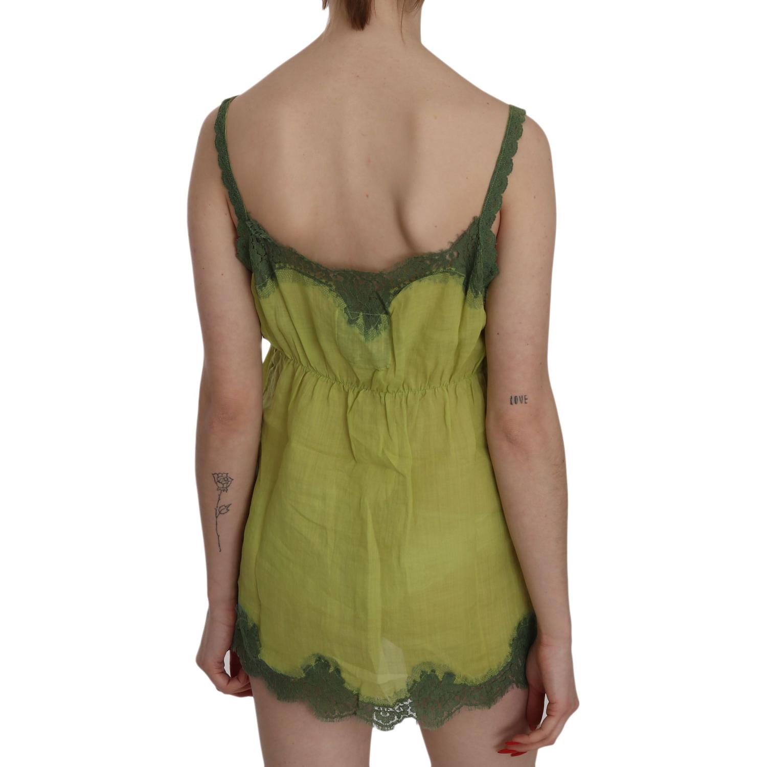 优雅绿色蕾丝亚麻背心