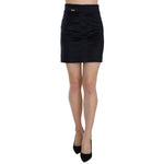 GF Ferre Blue Cotton Blend High Waist A-line Mini Skirt