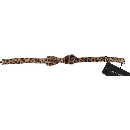 Dolce & Gabbana Brown Leopard Silk Adjustable Neck Papillon Men Bow Tie Bow Tie