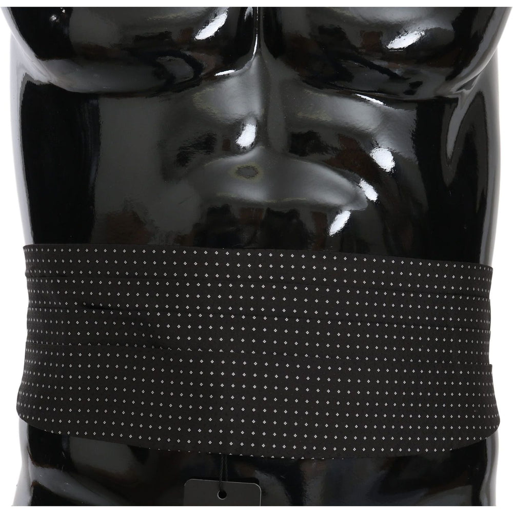 Dolce & Gabbana Black Dotted Waist Belt Silk Cummerbund