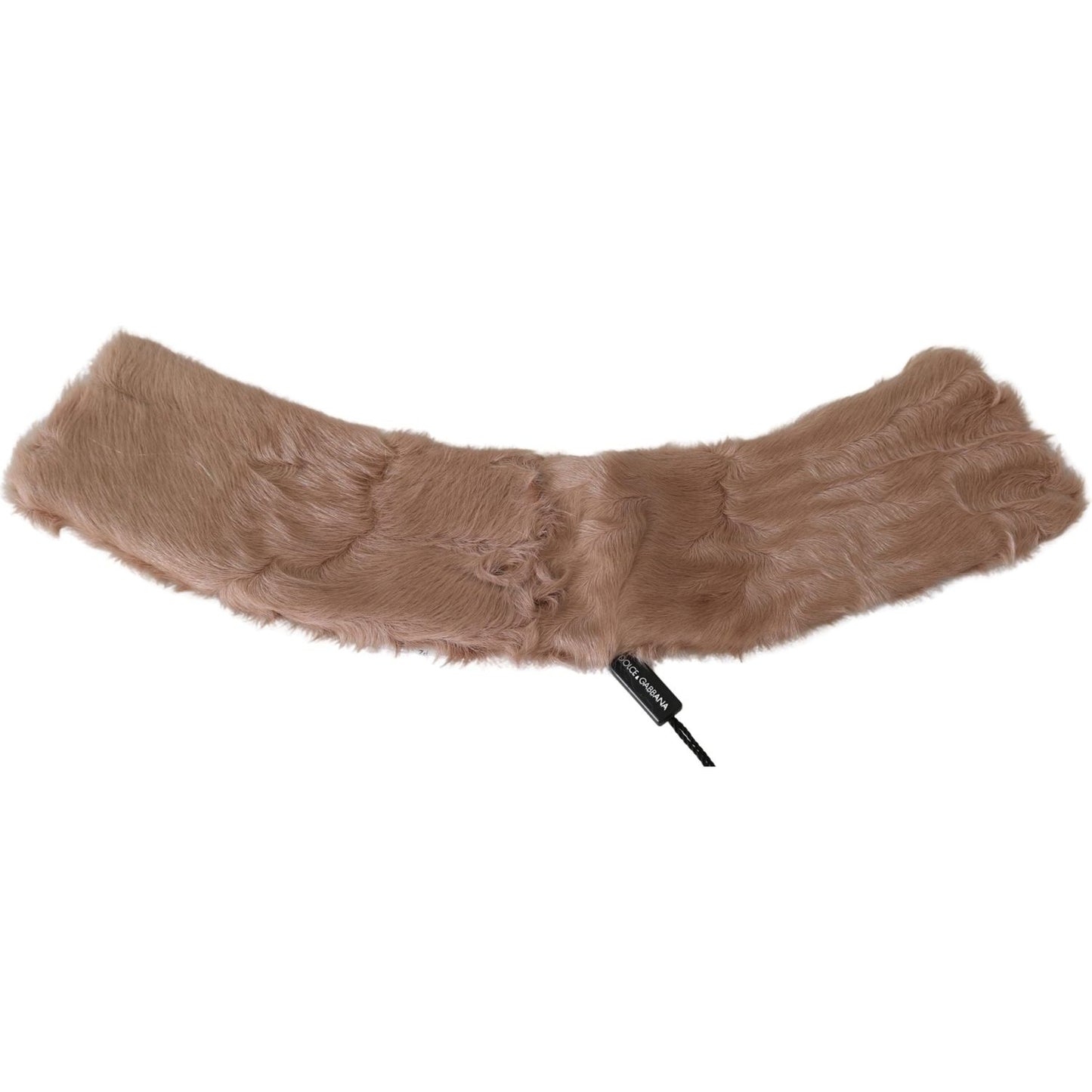Dolce & Gabbana Beige Fur Neck Collar Lambskin Scarf Fur Scarves