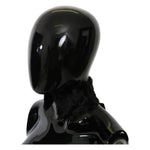 Dolce & Gabbana Black Fur Neck Collar Wrap Lambskin Scarf Fur Scarves