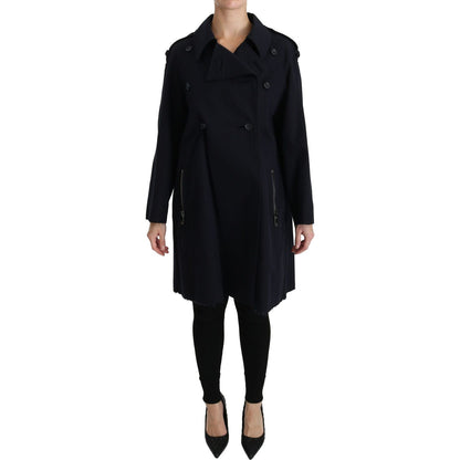 Dolce & Gabbana Coat Blue Cotton Women Trench Jacket Coats & Jackets