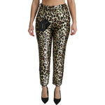 Dolce & Gabbana Brown Leopard Sequined High Waist Pants
