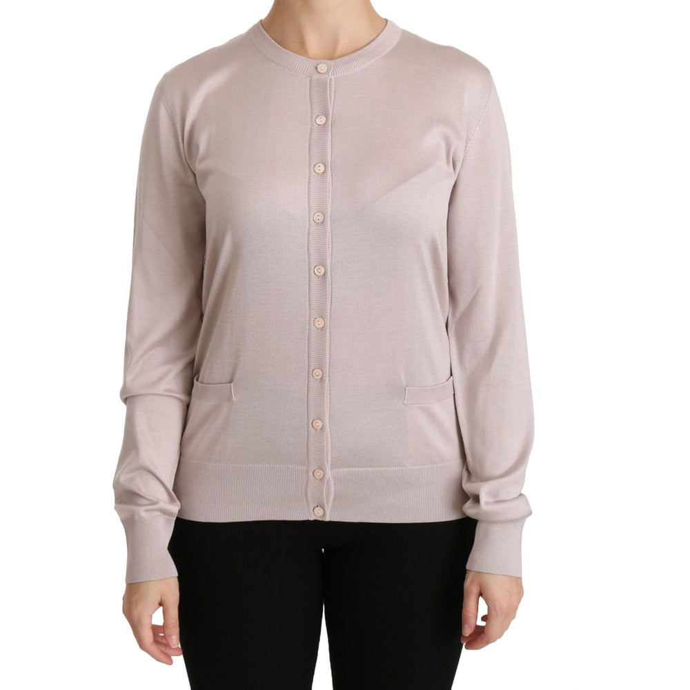Dolce & Gabbana Silk Pink Long Sleeve Lace Top Sweater