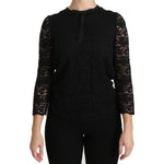 Dolce & Gabbana Black Lace Long Sleeve Nylon Blouse