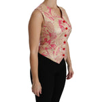 Dolce & Gabbana Pink Gold Brocade Waistcoat Vest Blouse Top