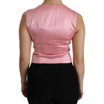 Dolce & Gabbana Pink Gold Brocade Waistcoat Vest Blouse Top