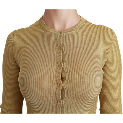 Dolce & Gabbana Gold Long Sleeve Cardigan Viscose Sweater