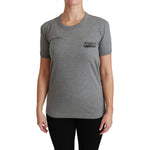 Dolce & Gabbana Gray Crewneck Amore Patch Cotton Top T-shirt