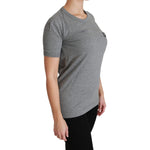 Dolce & Gabbana Gray Crewneck Amore Patch Cotton Top T-shirt