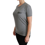 Dolce & Gabbana Gray Crewneck Amore Patch Cotton Top T-shirt