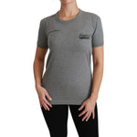Dolce & Gabbana Gray Crewneck Amore Patch Cotton Top T-shirt