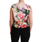 Dolce & Gabbana Multicolor Floral Sleeveless Waistcoat Top Vest
