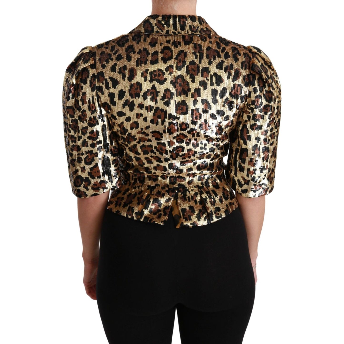 Dolce & Gabbana Blazer Gold Leopard Sequined Jacket Coats & Jackets