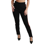 Dolce & Gabbana Black Skinny Stretch Fox Head Cotton Pants