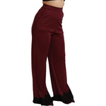 Dolce & Gabbana Black Lace High Waist Wide Leg Maroon Pants PAN70934-40