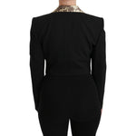 Dolce & Gabbana Black Jacquard Vest Blazer Coat Wool Jacket Coats & Jackets