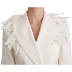 Dolce & Gabbana White Double Breasted Coat Wool Jacket