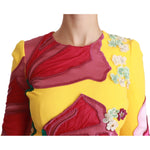 Dolce & Gabbana Yellow Floral Crystal Bodycon Sheath Dress