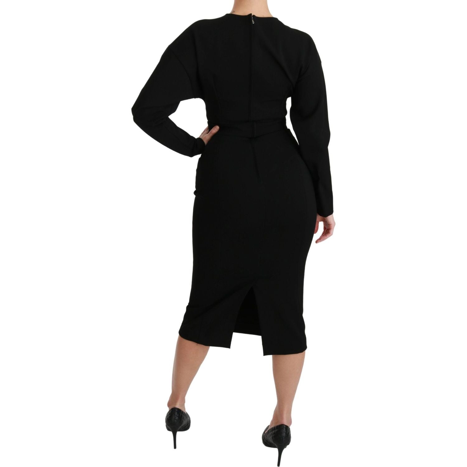 Dolce & Gabbana Black Bodycon Sheath Midi Stretch Dress