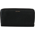 Dolce & Gabbana Black Mens Zipper Continental Purse 100% Leather Wallet Purse